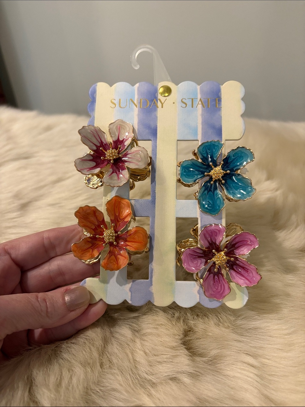 Sunday State Floral Enamel Flower Hair Clip Set - Multicolor